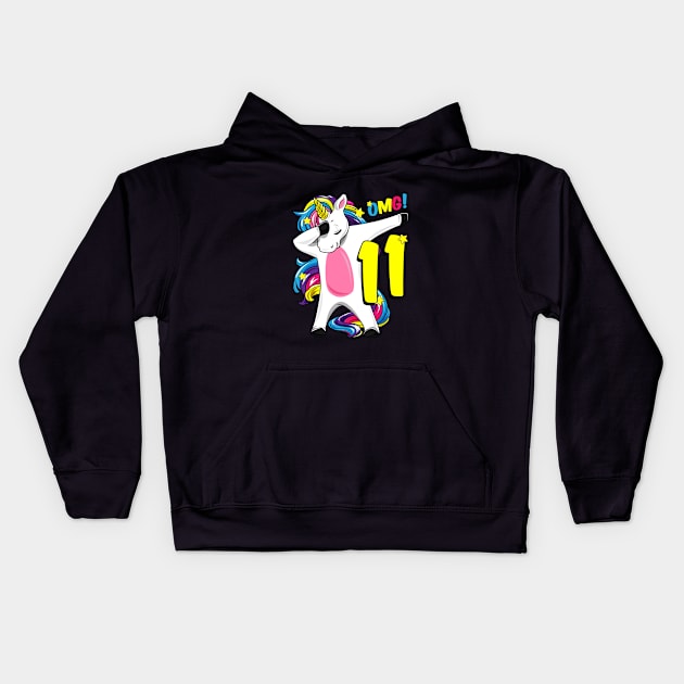 Dabbing Unicorn Shirt Girl 11th birthday Party Dab Dance Kids Hoodie by ELFEINHALB